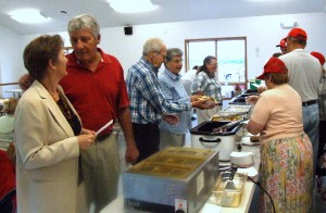 Our patrons get in line for our great food. 